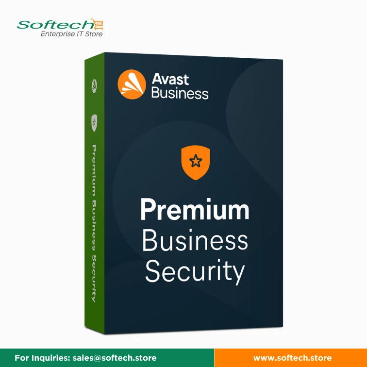 Avast Premium Business security offers all features from Avast Essentials for Business and more, including Firewall, Ransomeware shield, Sharepoint server protection, Exchange server protection etc.