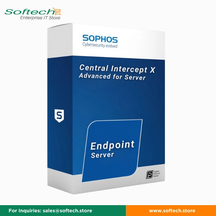 Special offer on Sophos Central Intercept X Advanced for Server, Sophos Endpoint provides unparalleled defense against advanced cyberattacks. Airtight ransomware
 protection and a comprehensive defense-in-depth approach stop the broadest range of threats before they impact your systems, available at www.Softech.store