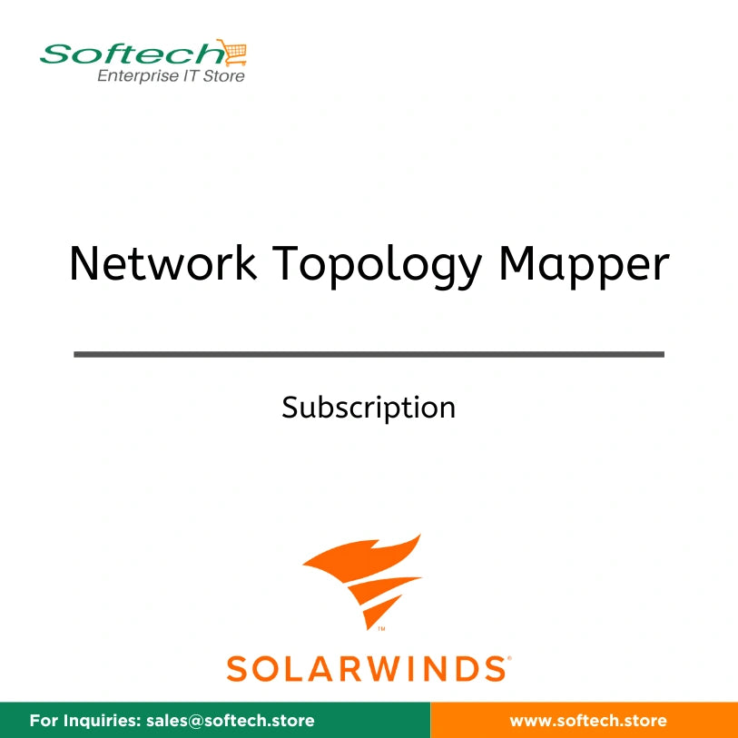 Product image featuring the SolarWinds Network Topology Mapper - Subscription logo and title