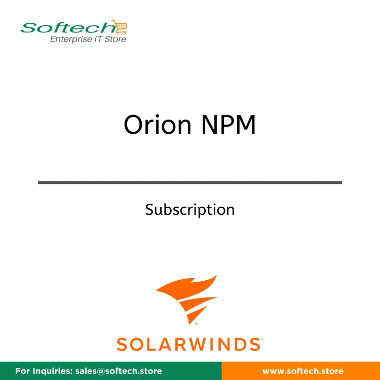 Product image featuring the SolarWinds Network Performance Monitor- Subscription logo and title