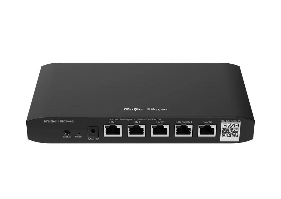 Reyee 5-Port Gigabit Cloud Managed  router, 5 Gigabit Ethernet connection Ports, support up to 2 WANs,  100 concurrent users, 600Mbps.