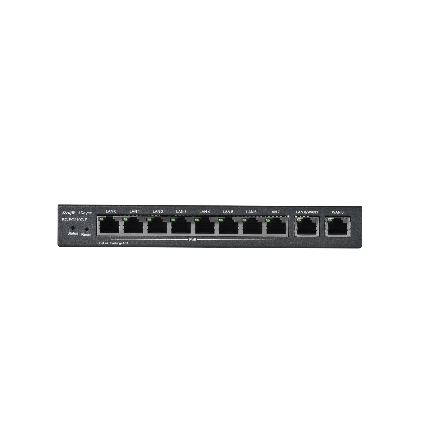 Reyee 10-Port Gigabit Cloud Managed Gataway, support up to 8 POE/POE+ ports with 70W POE Power budget, support up to 4 WAN ports, support up to 200 concurrent users, 600Mbps.