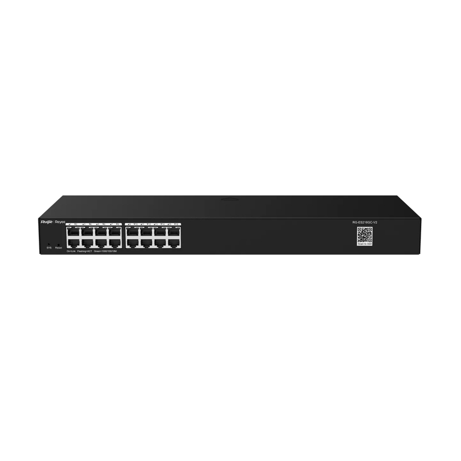 Reyee 16-Port Gigabit Smart Switch, 16 Gigabit RJ45 Ports,19-inch Rack-mountable Steel Case