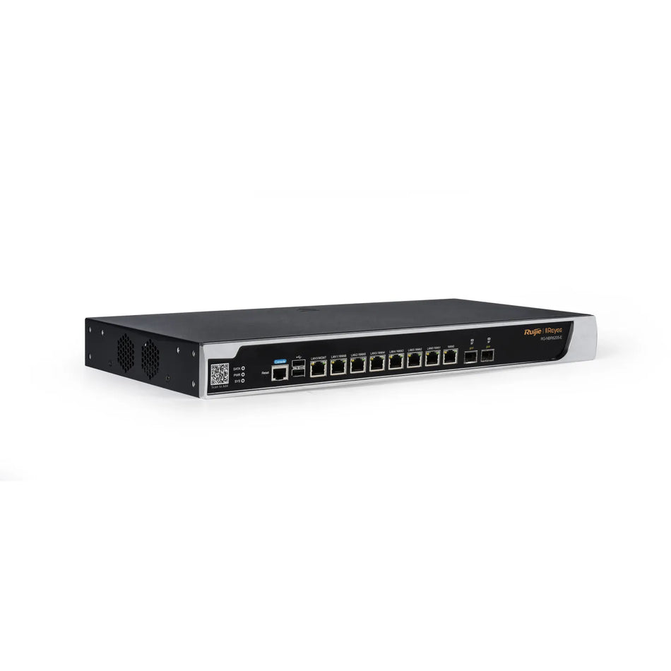 Reyee 8x10/100/1000 Base-T ports, 2x100/1000 Base-X ports, 2 USB ports and 1 Console port; 500 recommended concurrent clients, 1.5 Gbps maximum throughput ; support Ruijie Cloud app and Ruijie Cloud platform management.