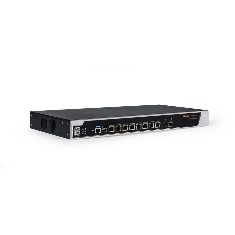 Reyee 8x10/100/1000 Base-T ports, 2x100/1000 Base-X ports, 2 USB ports and 1 Console port; 1000 recommended concurrent clients, 2.5 Gbps maximum throughput;  support Ruijie Cloud app and Ruijie Cloud platform management.