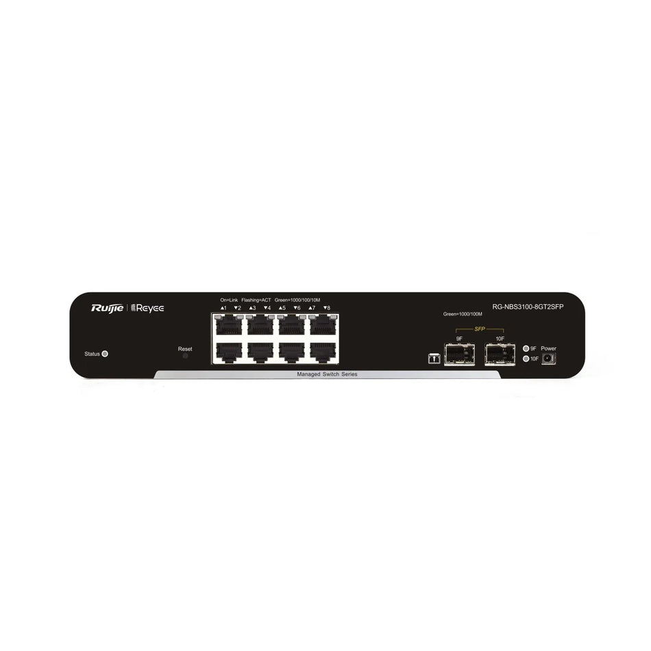 Reyee 8-Port Gigabit L2 Managed Switch, 8 Gigabit RJ45 Ports,2 SFP Slots, Desktop Steel Case