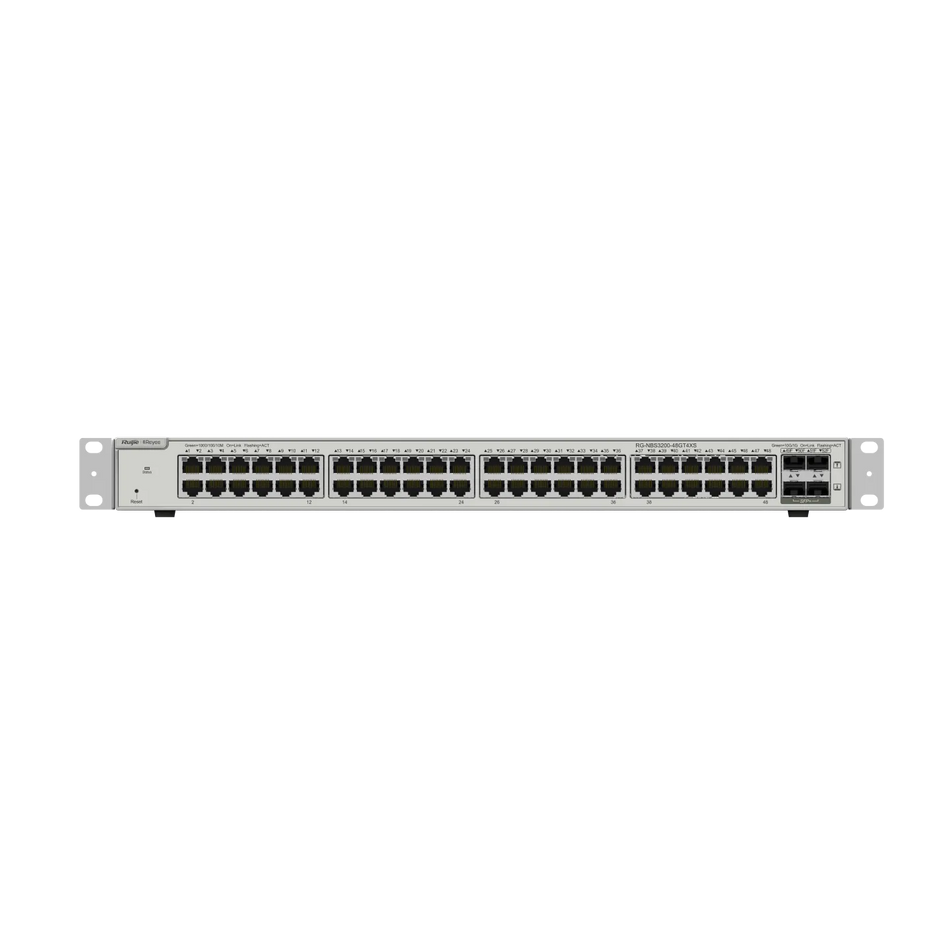 Reyee 48-Port L2 Managed 10G Switch, 48 Gigabit RJ45 Ports,4 *10G SFP+ Slots,19-inch Rack-mountable Steel Case