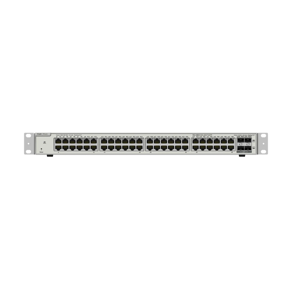 Reyee 48-Port Gigabit L2+ Managed Switch,48 Gigabit RJ45 Ports,4 SFP Ports,19-inch Rack-mountable Steel Case, Static Routing