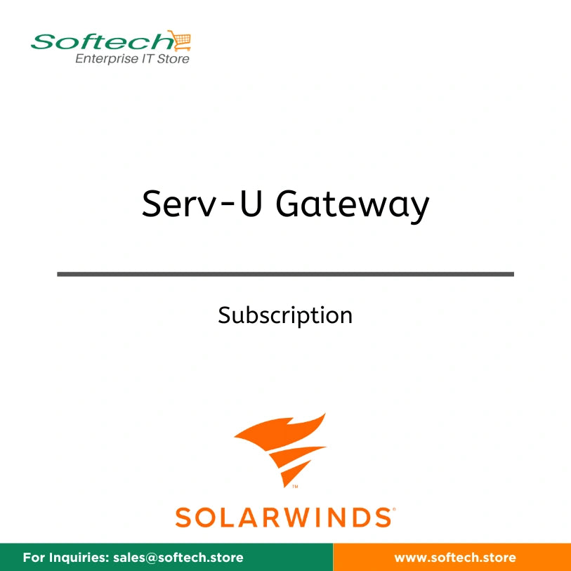 Product image featuring the SolarWinds Serv-U Gateway - Subscription logo and title
