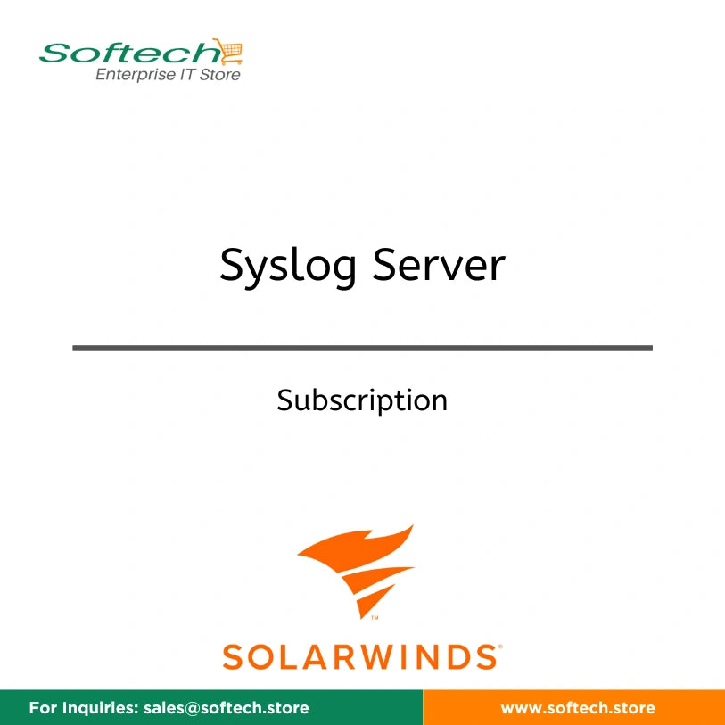 Product image featuring the SolarWinds Kiwi Syslog Server NG - Single Install - Subscription logo and title