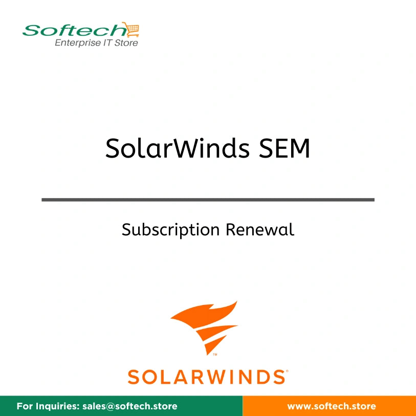 Product image featuring the SolarWinds Security Event Manager Workstation Edition- Subscription-Renewals logo and title